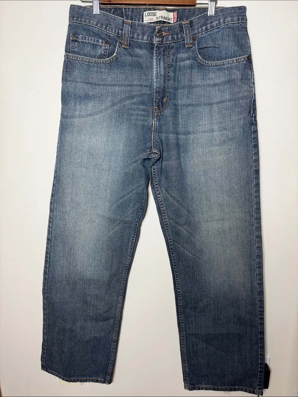 Levis 569 Loose Straight Jeans Mens 32 x 32 Faded Blue dark Stretch‎ Denim